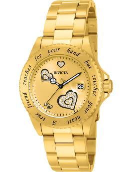 Invicta Angel 14733 Reloj de Mujer - Movimiento de Cuarzo - Acero Inoxidable con Esfera Dorada - 40 mm