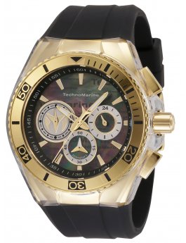TechnoMarine Cruise TM-120025 Reloj de hombre - Movimiento de cuarzo - Acero inoxidable con esfera negra - 46 mm