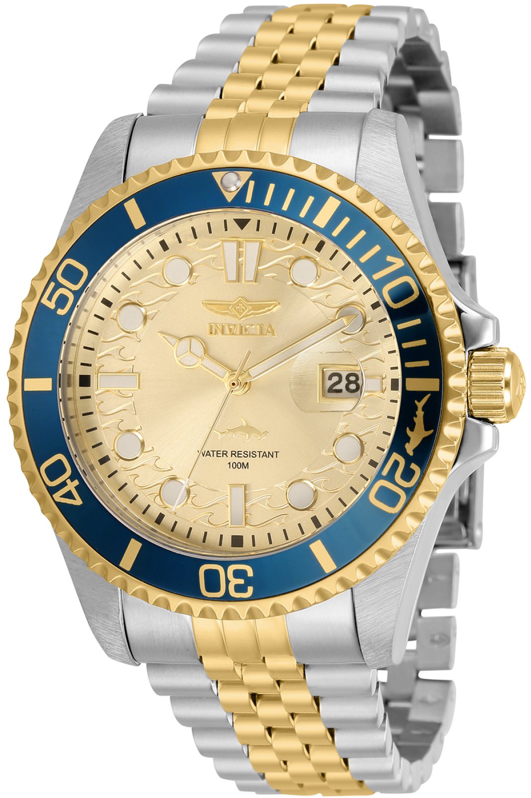 Invicta Pro Diver 30617 Herrenuhr - Quarzwerk - Edelstahl mit goldenem Zifferblatt - 43 mm