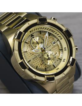 Invicta Aviator 28122 Herrenuhr - Quarzwerk - Edelstahl mit goldenem Zifferblatt - 50 mm