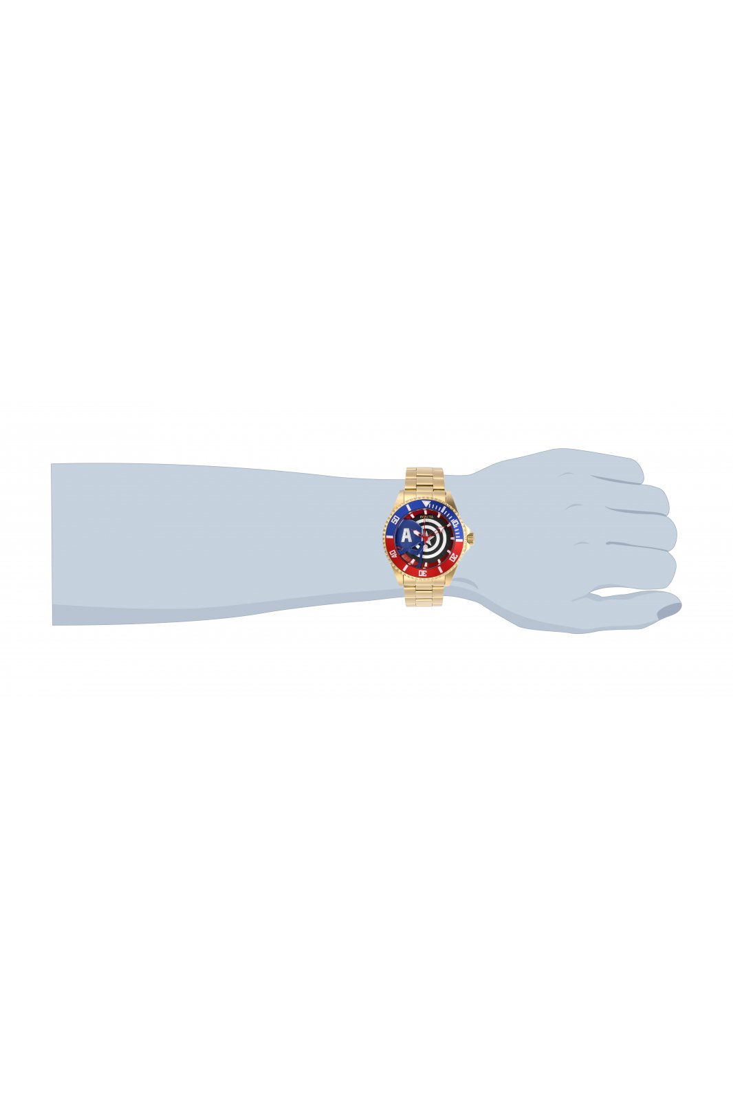Invicta Marvel - Captain America 29681 Herenhorloge - Quartz Uurwerk - Roestvrij Staal met Blauwe Wijzerplaat - 44 mm