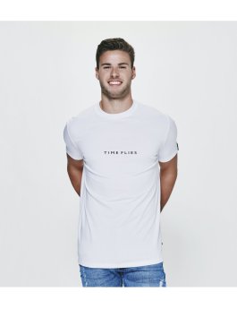 Time Flies T-Shirt Basic Logo Small - Slim Fit White
