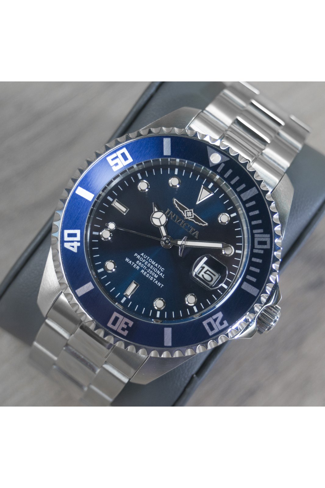 Invicta Pro Diver 35721 Moška ura - Avtomatski mehanizem - Nerjaveče jeklo z modrim številčnico - 47 mm