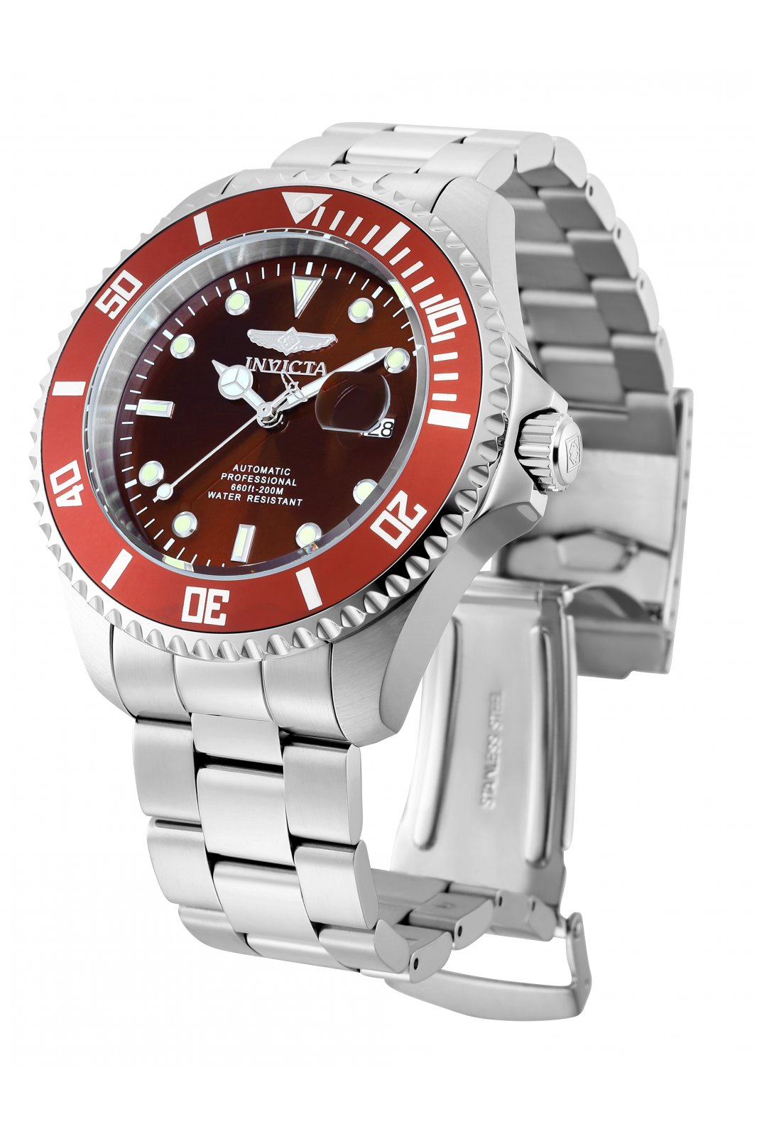 Invicta Pro Diver 35722 Moška ura - Samodejni mehanizem - Nerjaveče jeklo z rdečim številčnico - 47 mm