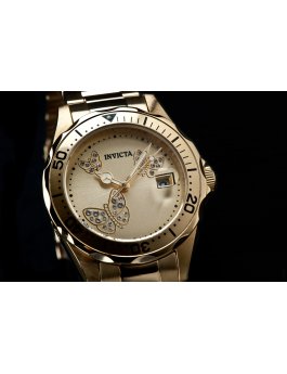 Invicta Angel 12505 Dámské Hodinky - Quartz Hnutí - Nerezová Ocel se Zlatým Ciferníkem - 38 mm