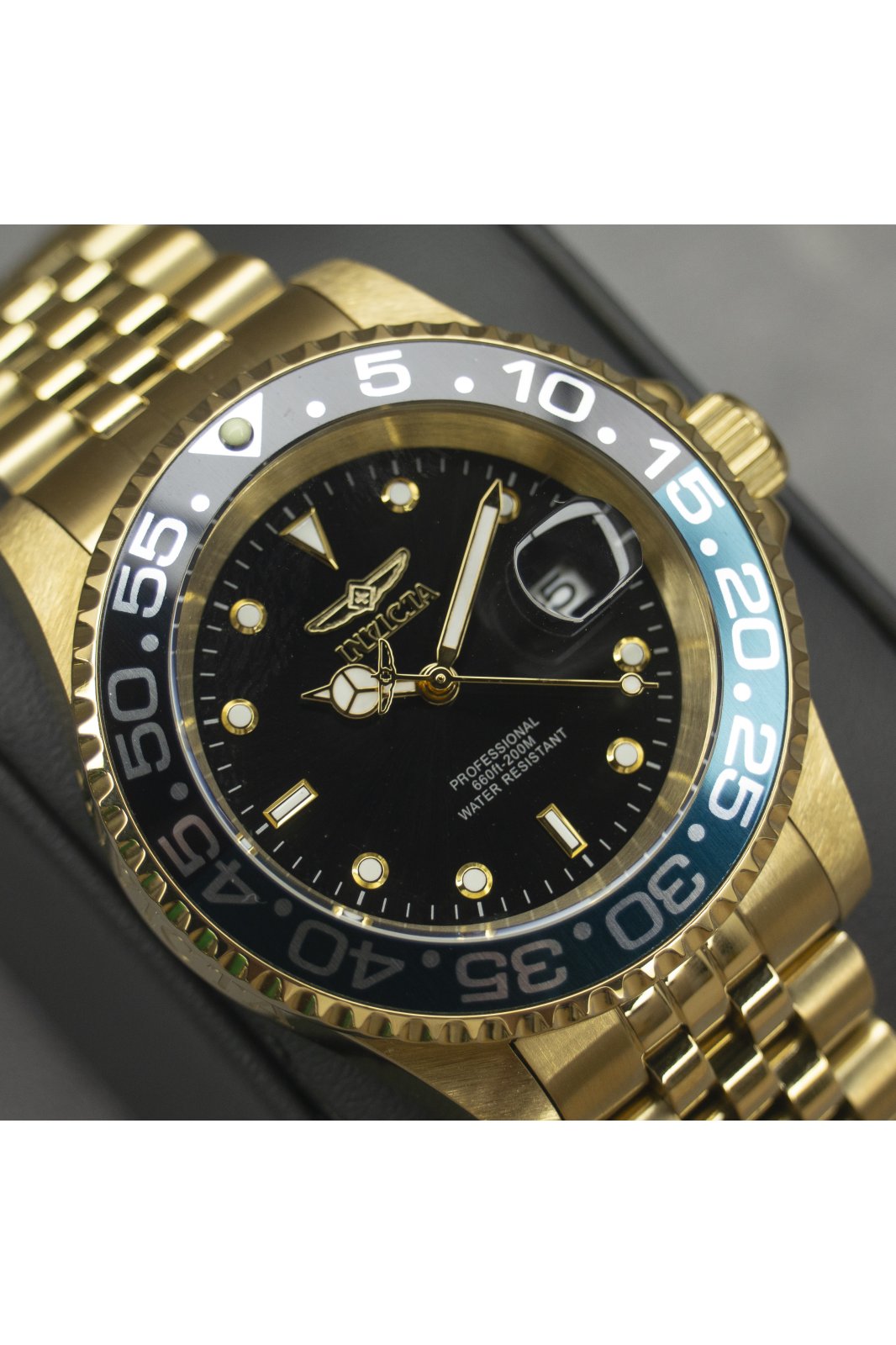 Invicta IN-46133 Orologio Da Uomo Al Quarzo - Cassa 45mm Argento, Quadrante Blu, Cinturino In Silicone Nero, Vetro Hardlex