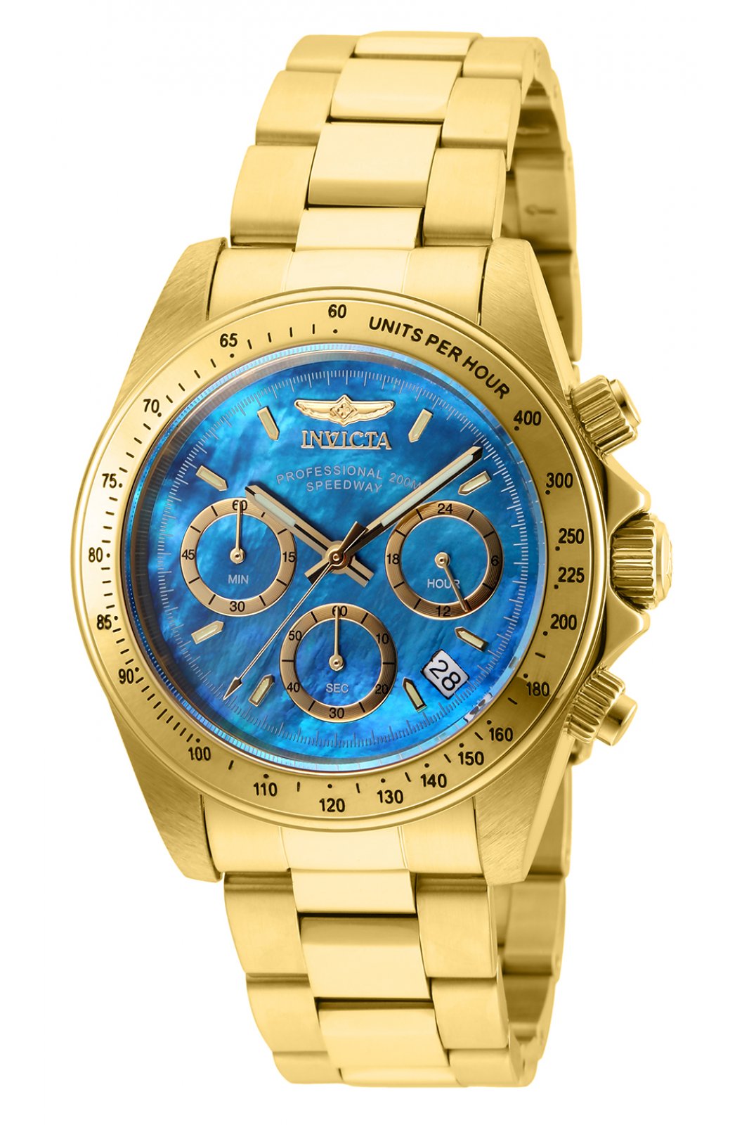 Invicta Speedway 28671 Damenuhr - Quarzwerk - Edelstahl mit blauem Zifferblatt - 39 mm