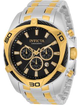 Invicta Bolt 34124 Reloj de Hombre - Movimiento de Cuarzo - Acero Inoxidable con Esfera Negra - 50 mm