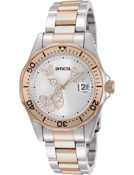 Invicta Angel 12504 Reloj para Mujer - Movimiento de Cuarzo - Acero Inoxidable con Esfera Plateada - 38 mm