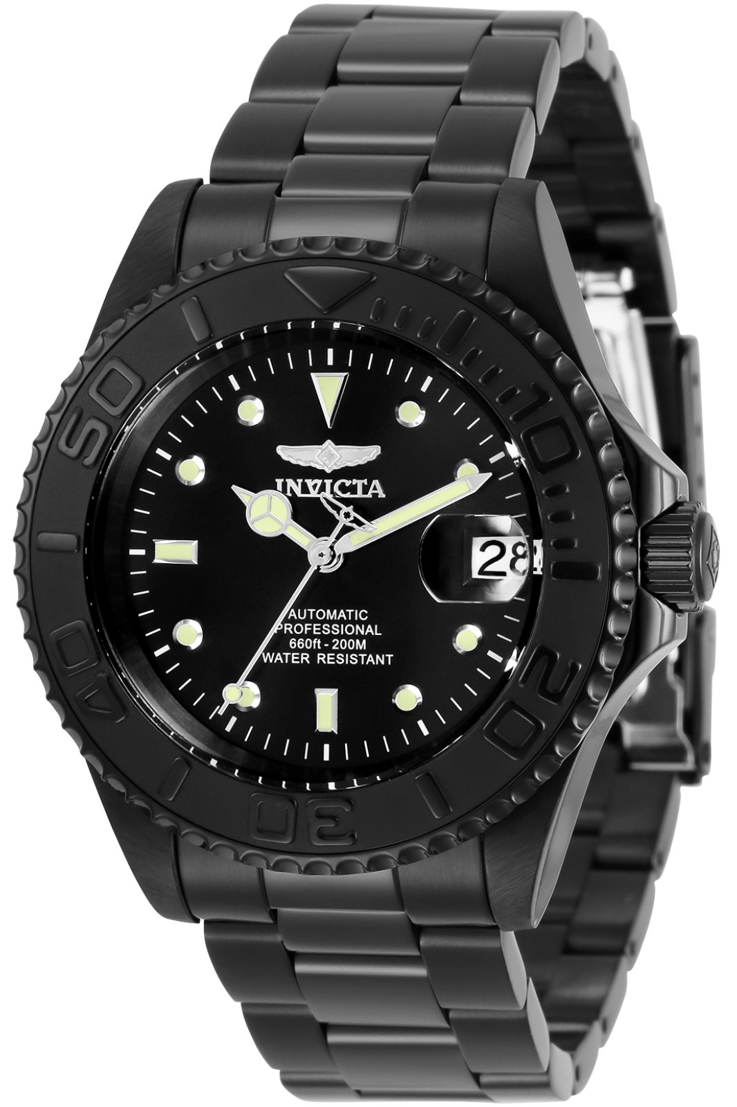 Invicta Pro Diver 33052 Herrenuhr - Automatikwerk - Edelstahl mit schwarzem Zifferblatt - 40 mm