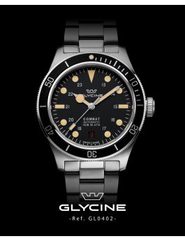 Glycine Combat Sub GL0402 Men's Watch - Automatic Movement - Stainless Steel with Black Dial - 39 mm