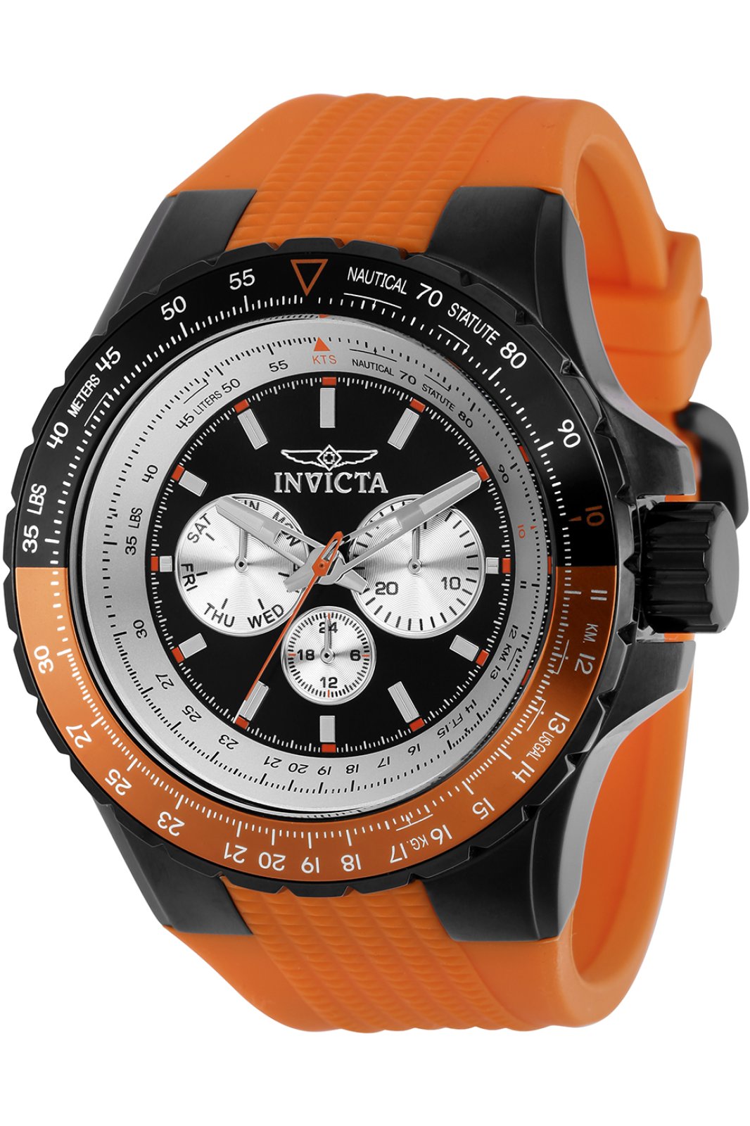 Invicta Aviator 47819 Orologio Uomo 50mm - Acciaio, Quadrante Nero, Quarzo, Impermeabile 5 Bar