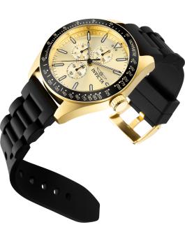 Invicta Aviator 38405 Miesten kello - Kvartsikoneisto - Ruostumaton teräs kultaisella kellotaululla - 45 mm