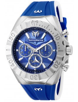TechnoMarine Cruise TM-121139 Ceas pentru bărbați - Mecanism quartz - Oțel inoxidabil cu cadran albastru - 45 mm