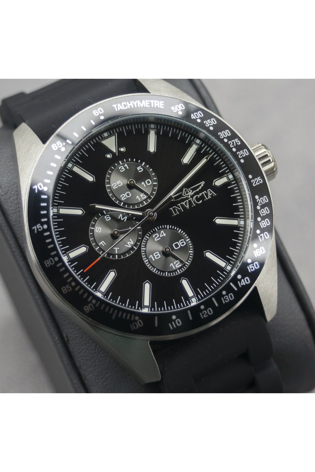 Invicta Aviator 38402 Men's Watch - Quartz Movement - Stainless Steel with Black Dial - 45 mm