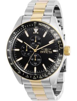 Invicta Aviator 38969 Herreur - Quartz Movement - Rustfrit Stål med Sort Zifferblad - 45 mm