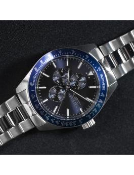 Invicta Aviator 38965 Zegarek męski - Mechanizm kwarcowy - Stal nierdzewna z niebieską tarczą - 45 mm