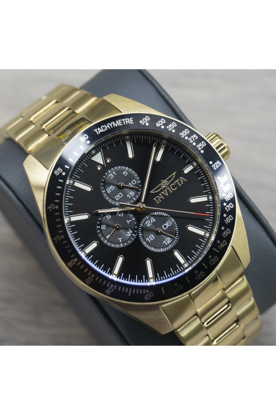 Invicta Aviator 38968 Miesten Kello - Kvartsikoneisto - Ruostumaton Teräs Mustalla Kellotaululla - 45 mm