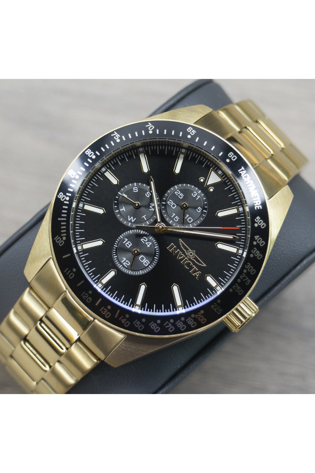 Invicta Aviator 38968 Miesten Kello - Kvartsikoneisto - Ruostumaton Teräs Mustalla Kellotaululla - 45 mm