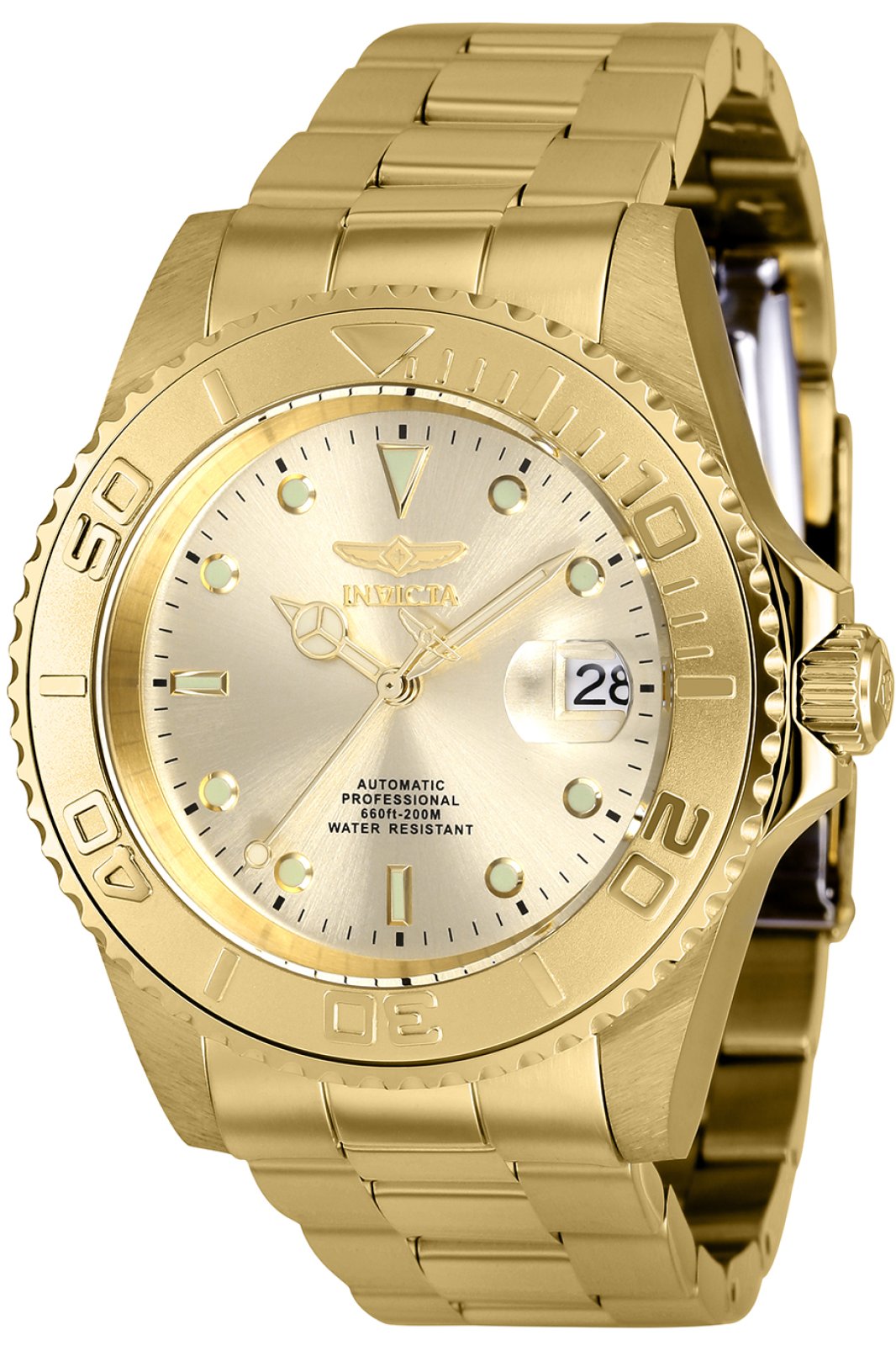Invicta Pro Diver 9010OBXL Relógio Masculino - Movimento Automático - Aço Inoxidável com Mostrador Dourado - 43 mm