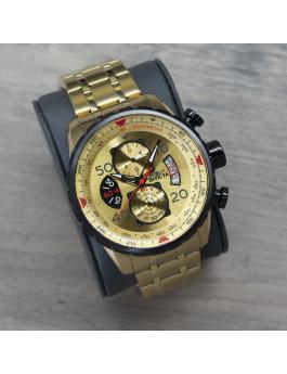 Invicta Aviator 17205 Reloj de Hombre - Movimiento de Cuarzo - Acero Inoxidable con Esfera Dorada - 48 mm