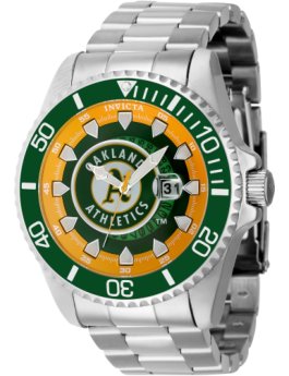 Invicta MLB - Oakland Athletics 43473 Reloj de Hombre - Movimiento de Cuarzo - Acero Inoxidable con Esfera Amarilla - 47 mm