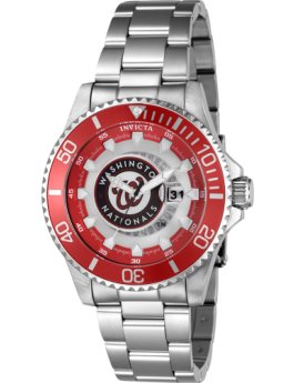 Invicta MLB - Washington Nationals 43483 Reloj de Hombre - Movimiento de Cuarzo - Acero Inoxidable con Esfera Roja - 47 mm