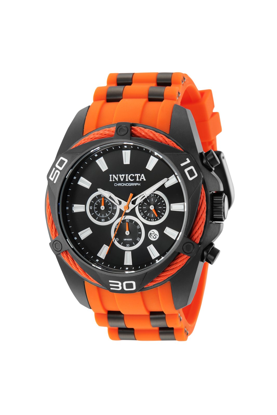 Invicta Bolt 43760 Reloj de Hombre - Movimiento de Cuarzo - Acero Inoxidable con Esfera Negra - 50 mm
