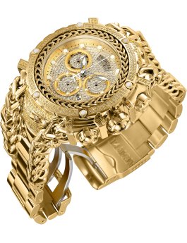 Invicta Gladiator 37344 Montre pour Homme - Mouvement Quartz - Acier Inoxydable avec Cadran Doré - 58 mm - Avec 696 diamants