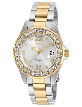 Invicta Pro Diver 20215 Relógio Feminino - Movimento de Quartzo - Aço Inoxidável com Mostrador Prateado - 38 mm