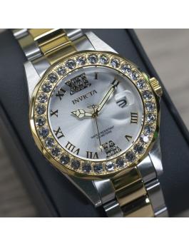 Invicta Pro Diver 20215 Montre Femme - Mouvement à Quartz - Acier Inoxydable avec Cadran Argenté - 38 mm