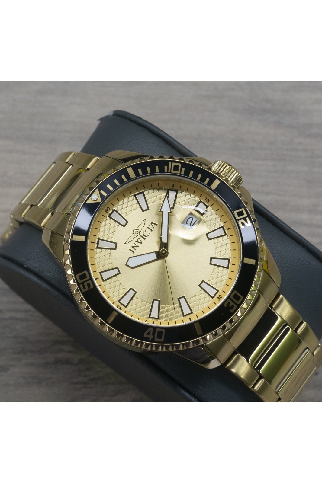 Invicta Pro Diver 46140 Men's Watch - Quartz Movement - Stainless Steel with Gold Dial - 45 mm