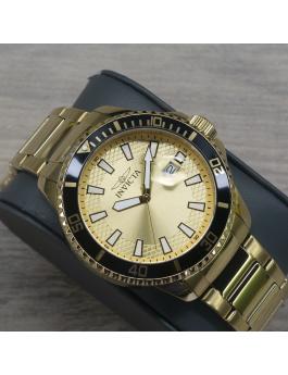 Invicta Pro Diver 46140 Men's Watch - Quartz Movement - Stainless Steel with Gold Dial - 45 mm