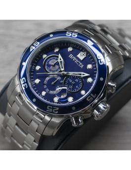Invicta Pro Diver - SCUBA 0070 Relógio Masculino - Movimento Quartz - Aço Inoxidável com Mostrador Azul - 48 mm