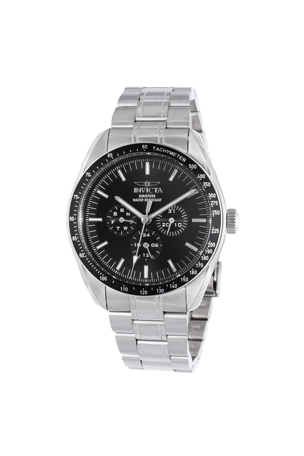 Invicta Specialty 45967 Herrenuhr - Quarzwerk - Edelstahl mit schwarzem Zifferblatt - 44 mm