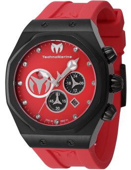 TechnoMarine Reef TM-523003 Reloj de Hombre - Movimiento de Cuarzo - Acero Inoxidable con Esfera Roja - 45 mm