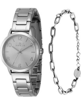 Invicta Wildflower 47270 Reloj de Mujer - Movimiento de Cuarzo - Acero Inoxidable con Esfera Plateada - 34 mm - con pulsera a juego
