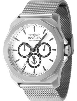 Invicta OCEAN VOYAGE 46252 Montre Homme - Mouvement Quartz - Acier Inoxydable avec Cadran Argenté - 44 mm