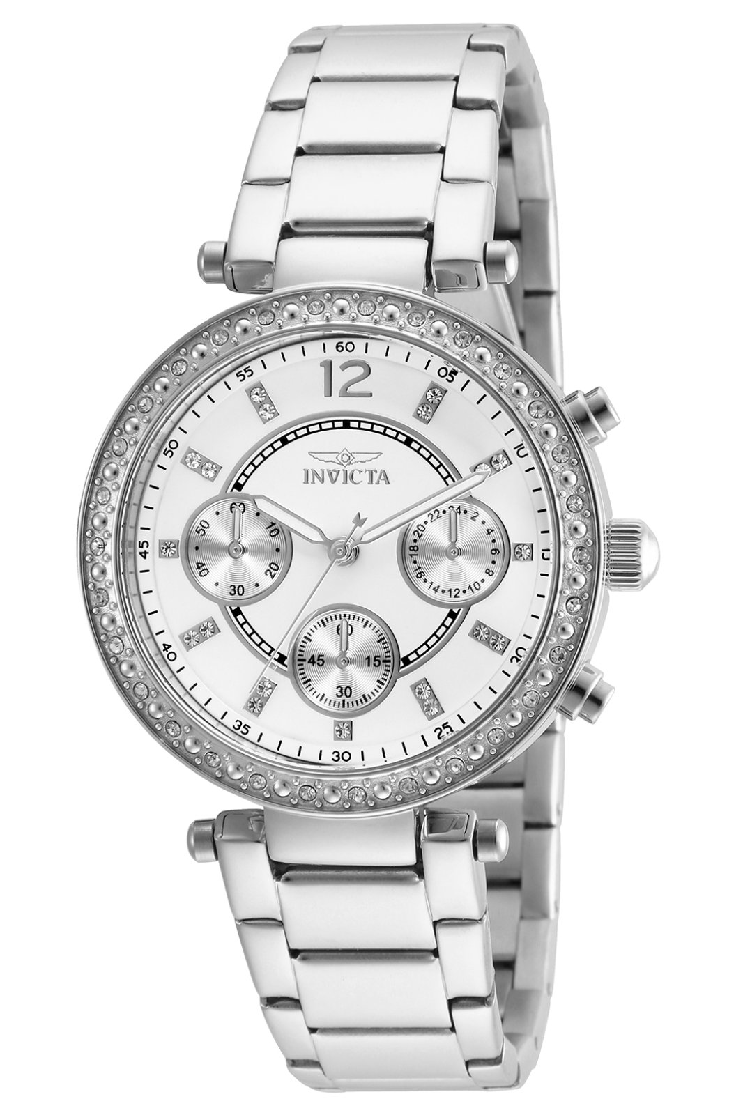 Invicta Angel 21386 Montre Femme - Mouvement Quartz - Acier Inoxydable avec Cadran Blanc - 36 mm
