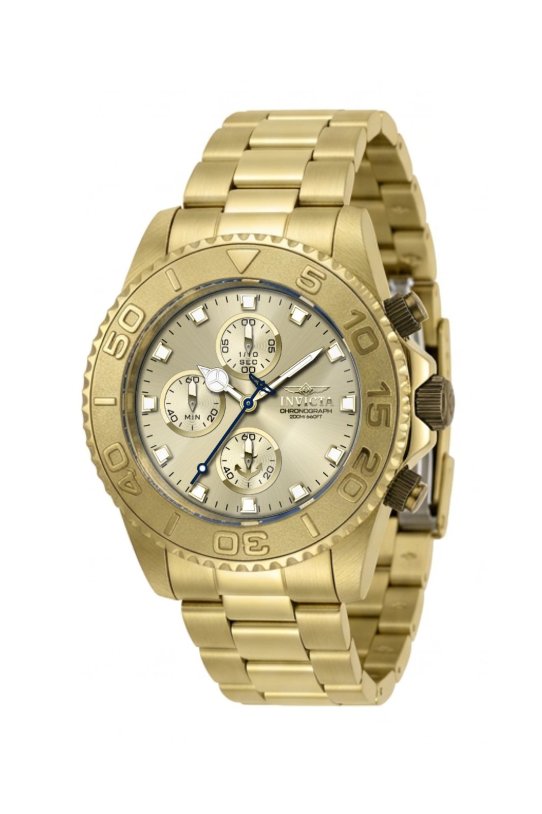Invicta Ocean Voyage 47654 Reloj para Hombre - Movimiento de Cuarzo - Acero Inoxidable con Esfera Dorada - 43 mm