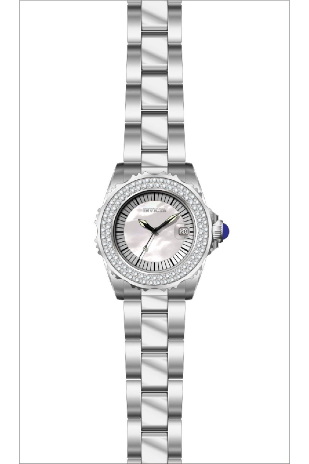 Invicta OCEAN VOYAGE 47656 Women's Watch - Quartz Movement - Stainless Steel with Pearl Dial - 30 mm