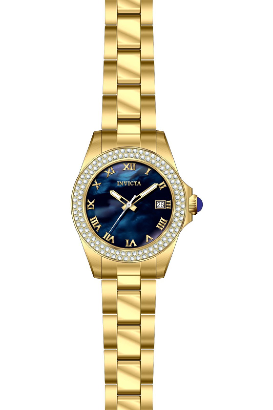 Invicta OCEAN VOYAGE 47661 Damklocka - Quartz Rör - Rostfritt Stål med Blå Urskiva - 34 mm
