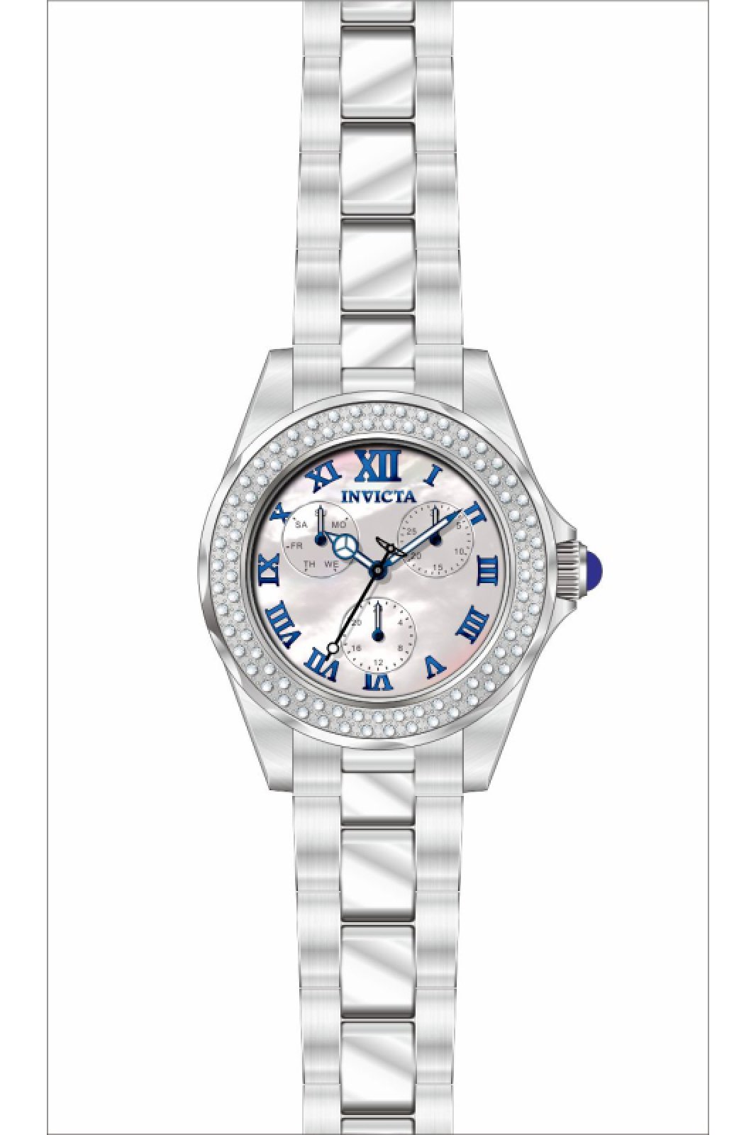 Invicta OCEAN VOYAGE 47698 Women's Watch - Quartz Movement - Stainless Steel with Pearl Dial - 38 mm