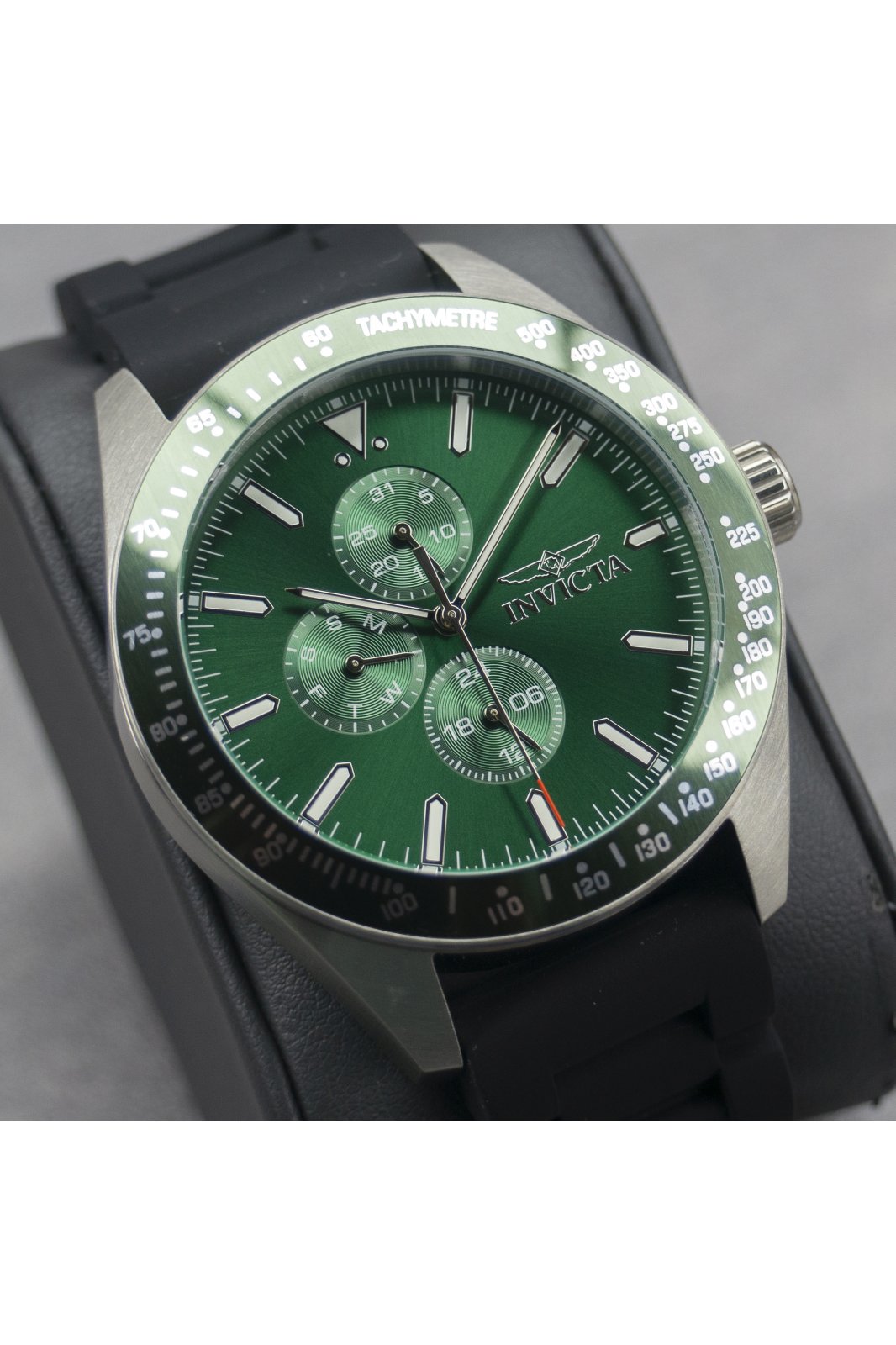 Invicta Aviator 47591 Men's Watch - Quartz Movement - Stainless Steel with Green Dial - 45 mm