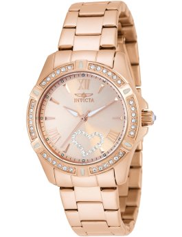 Invicta Angel 21417 Orologio da Donna - Movimento al Quarzo - Acciaio Inossidabile con Quadrante in Oro Rosa - 34 mm