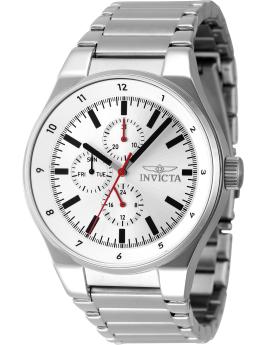 Invicta Racing 47546 Reloj de Hombre - Movimiento de Cuarzo - Acero Inoxidable con Esfera Plateada - 44 mm