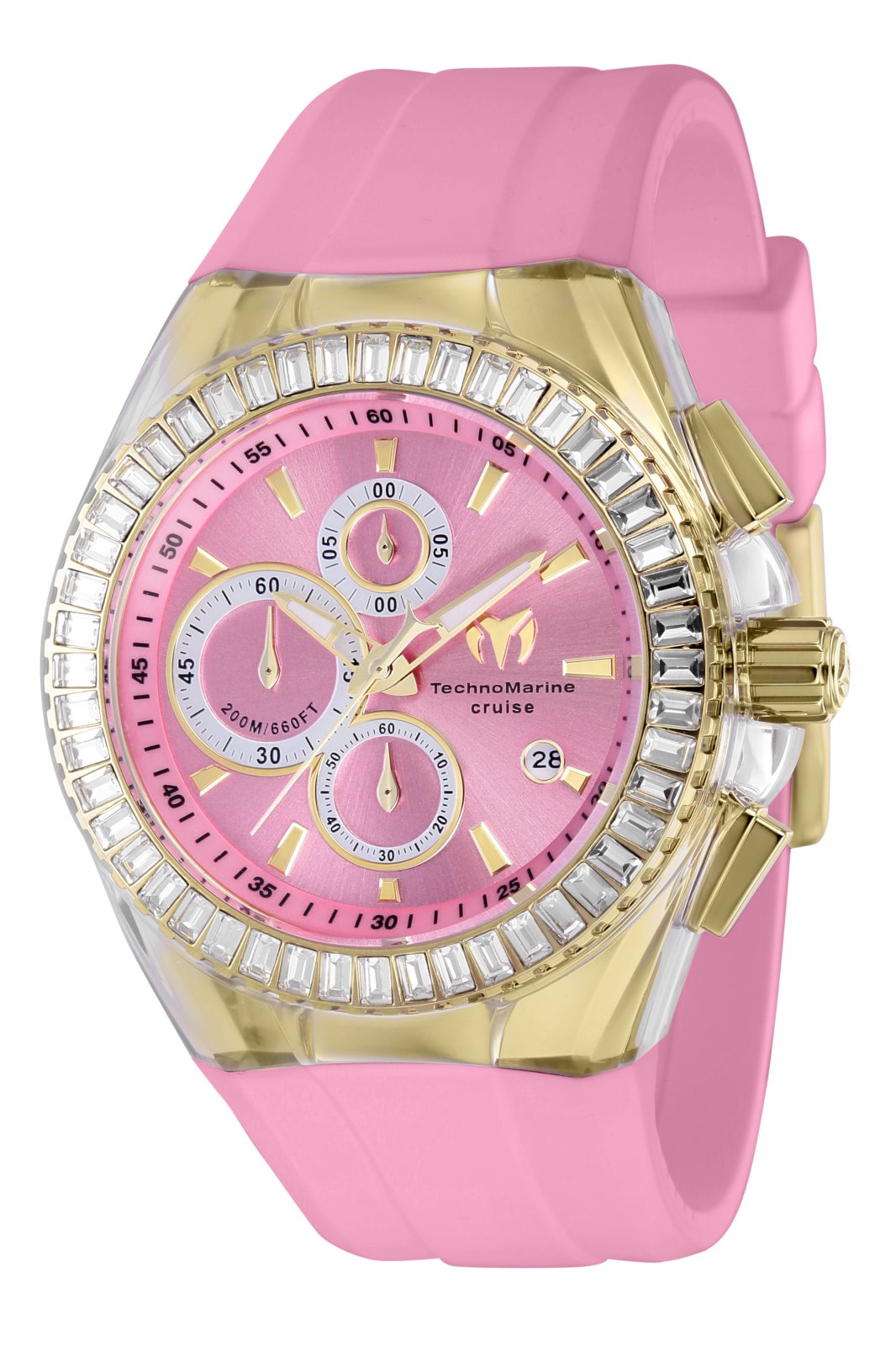 TechnoMarine Cruise TM-121157 Herrenuhr - Quarzwerk - Edelstahl mit rosa Zifferblatt - 45 mm