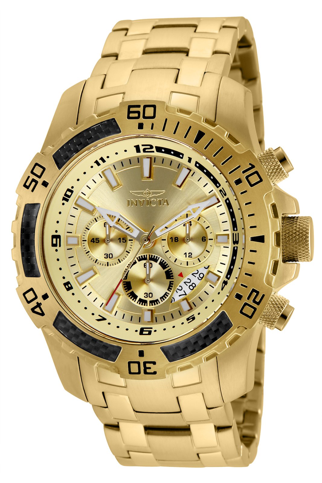 Invicta Pro Diver - SCUBA 24860 Herrenuhr - Quarzwerk - Edelstahl mit goldenem Zifferblatt - 51 mm