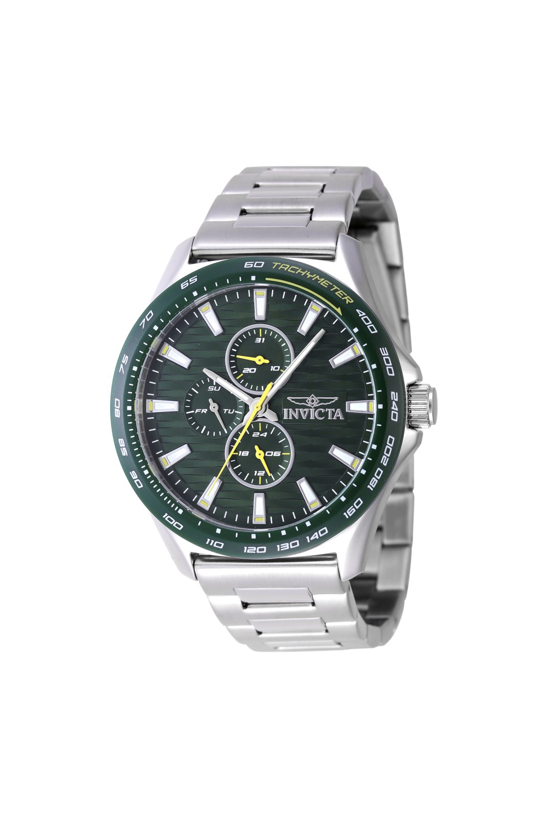 Invicta Racing 47549 Reloj de Hombre - Movimiento de Cuarzo - Acero Inoxidable con Esfera Verde - 44 mm