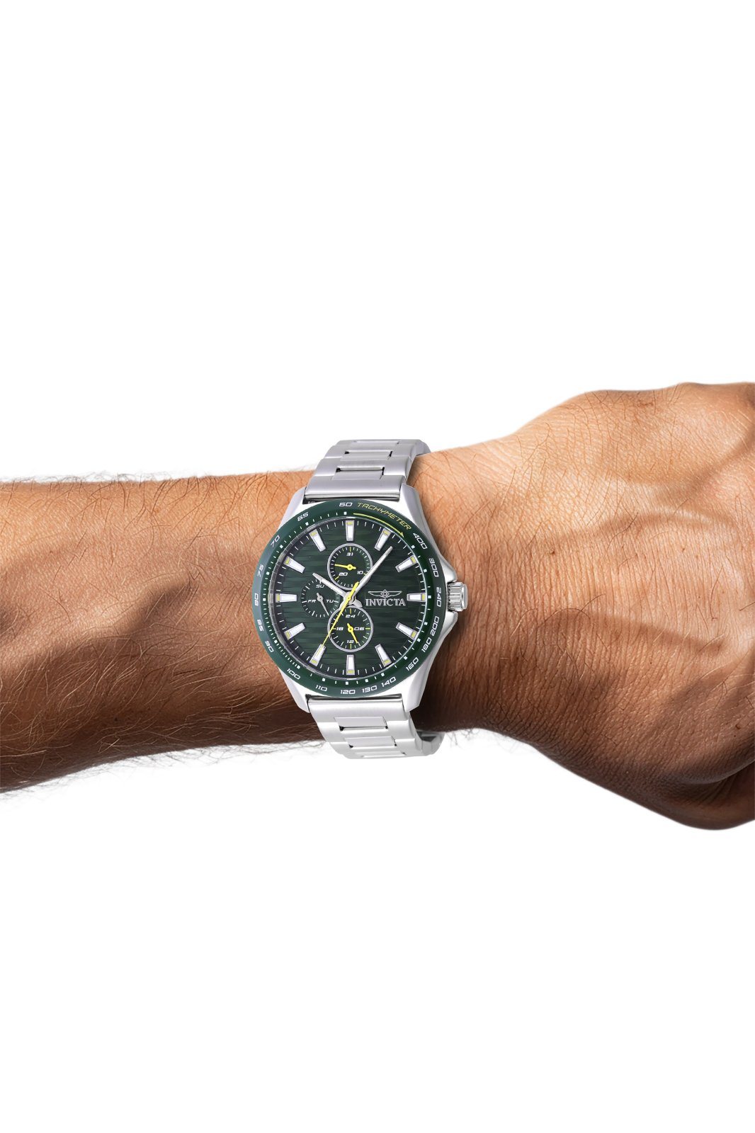 Invicta Racing 47549 Reloj de Hombre - Movimiento de Cuarzo - Acero Inoxidable con Esfera Verde - 44 mm